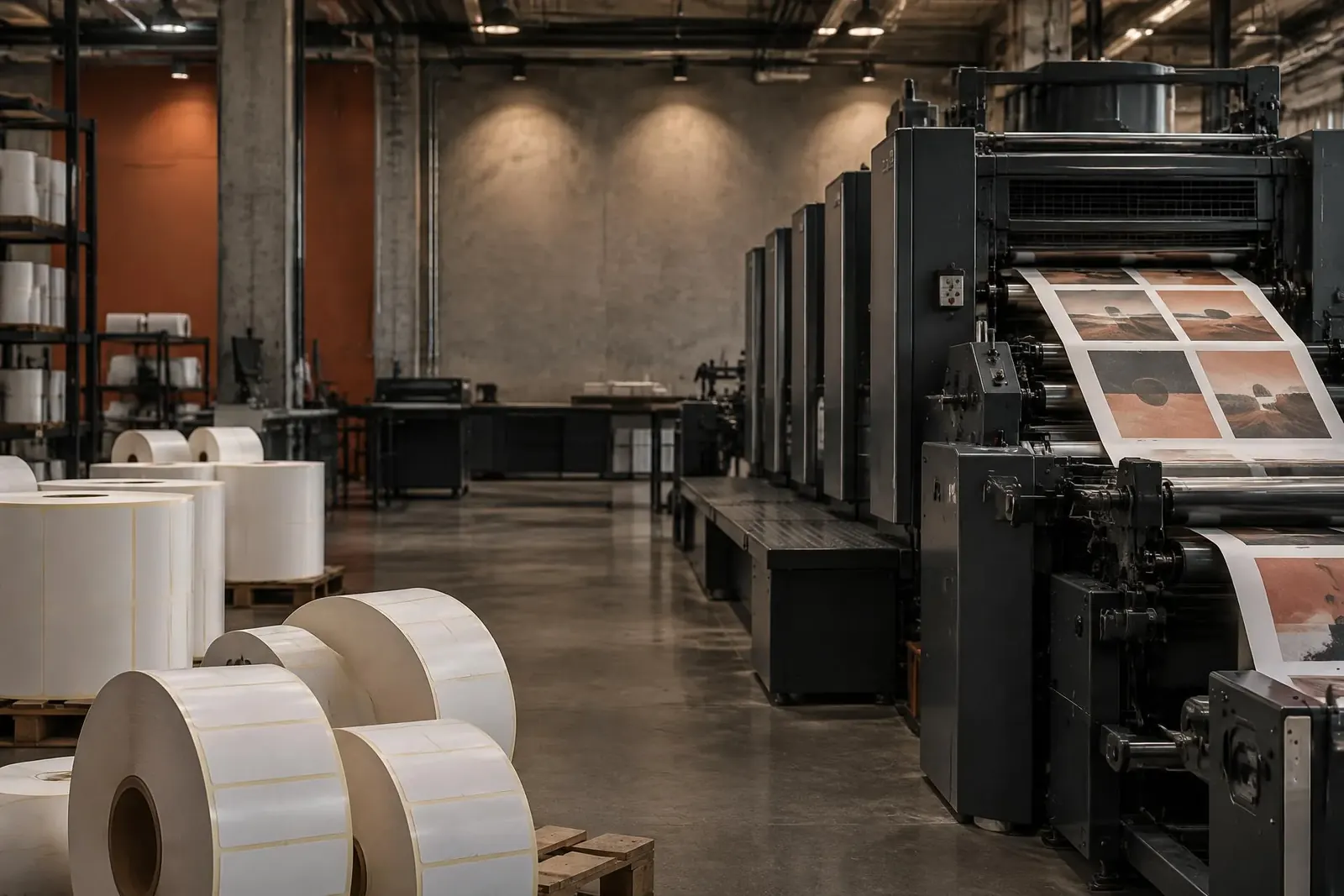 Printed sheets and label rolls on a production press